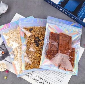 Holographic Mylar Bags Resealable Smell Proof Bags (100PACK,5.5x8INCH)